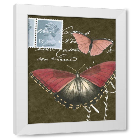 Le Papillon Script II White Modern Wood Framed Art Print by Vision Studio