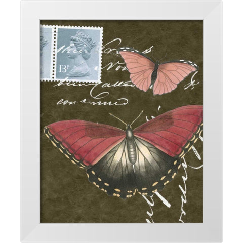 Le Papillon Script II White Modern Wood Framed Art Print by Vision Studio