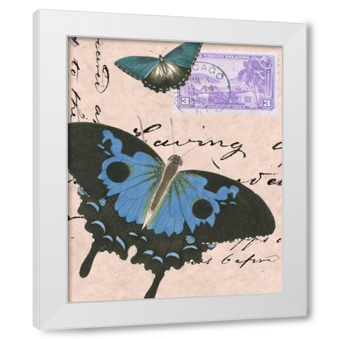Le Papillon Script V White Modern Wood Framed Art Print by Vision Studio