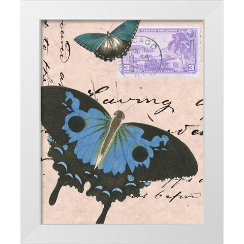 Le Papillon Script V White Modern Wood Framed Art Print by Vision Studio