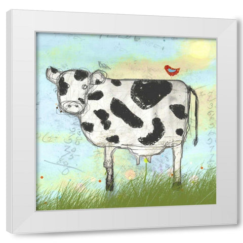 Moo Land White Modern Wood Framed Art Print by Blixt, Ingrid