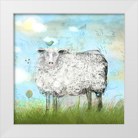 Baa Land White Modern Wood Framed Art Print by Blixt, Ingrid