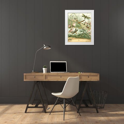 Dragonfly Gathering I White Modern Wood Framed Art Print by Vision Studio