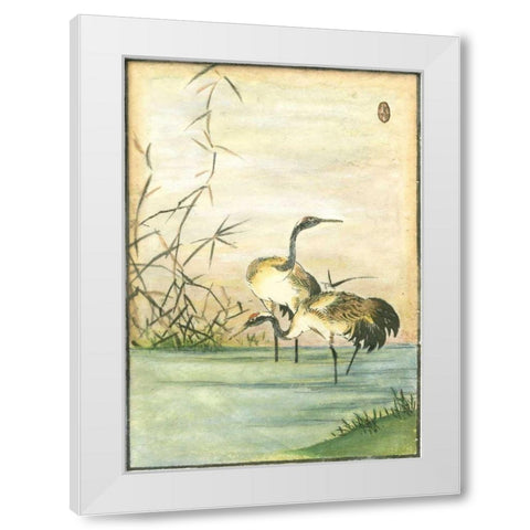 Oriental Cranes II White Modern Wood Framed Art Print by Vision Studio