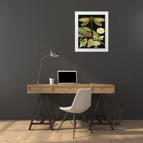 Whimsical Dragonfly on Black I White Modern Wood Framed Art Print by Vision Studio