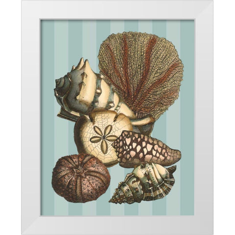 Shell and Coral on Aqua II White Modern Wood Framed Art Print by Vision Studio