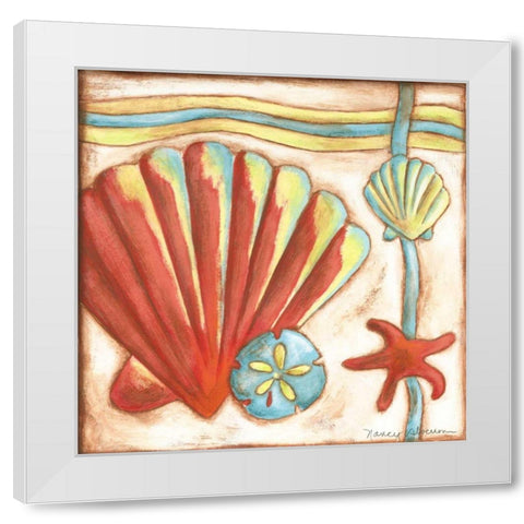 Pop Shells II White Modern Wood Framed Art Print by Slocum, Nancy