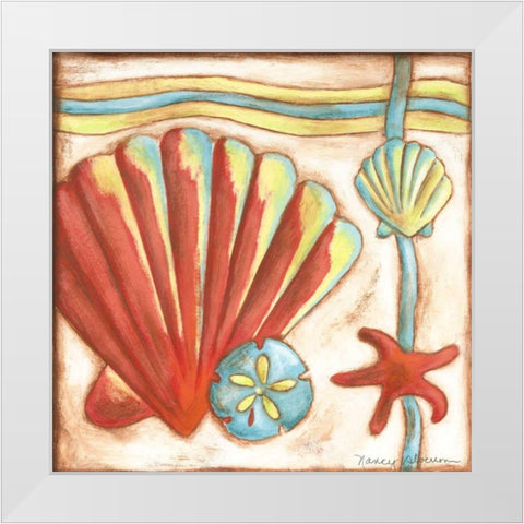 Pop Shells II White Modern Wood Framed Art Print by Slocum, Nancy