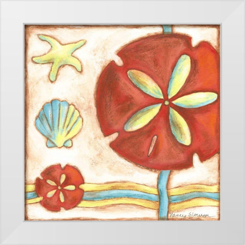 Pop Shells III White Modern Wood Framed Art Print by Slocum, Nancy