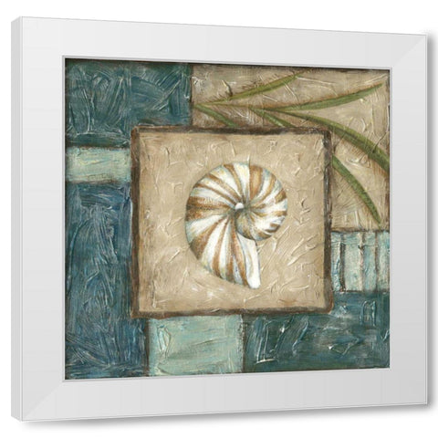 Shell Montage I White Modern Wood Framed Art Print by Zarris, Chariklia