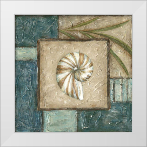 Shell Montage I White Modern Wood Framed Art Print by Zarris, Chariklia