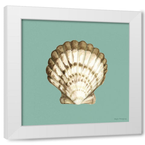 Shell on Aqua III White Modern Wood Framed Art Print by Meagher, Megan