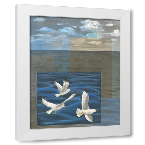 Three White Gulls I White Modern Wood Framed Art Print by Friel, Tara