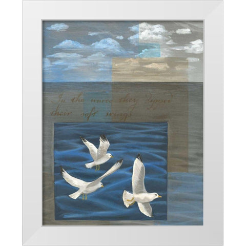 Three White Gulls I White Modern Wood Framed Art Print by Friel, Tara