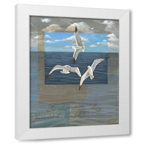 Three White Gulls II White Modern Wood Framed Art Print by Friel, Tara