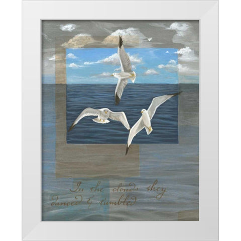 Three White Gulls II White Modern Wood Framed Art Print by Friel, Tara