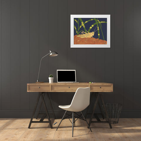 Ornamental Grasshopper I White Modern Wood Framed Art Print by Tenser, Nina