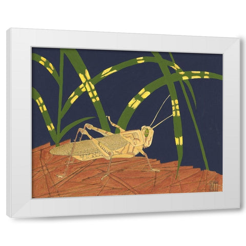 Ornamental Grasshopper I White Modern Wood Framed Art Print by Tenser, Nina