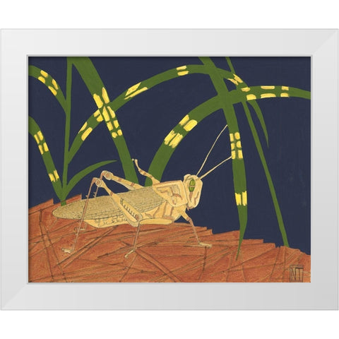Ornamental Grasshopper I White Modern Wood Framed Art Print by Tenser, Nina