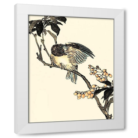 Oriental Bird on Branch V White Modern Wood Framed Art Print by Vision Studio