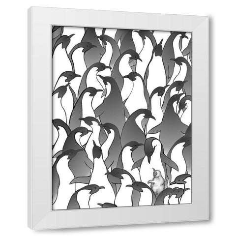 Penguin Family I White Modern Wood Framed Art Print by Swinford, Charles