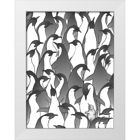 Penguin Family I White Modern Wood Framed Art Print by Swinford, Charles