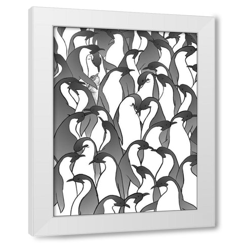 Penguin Family II White Modern Wood Framed Art Print by Swinford, Charles