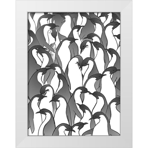 Penguin Family II White Modern Wood Framed Art Print by Swinford, Charles