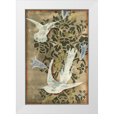 Small Batik Garden I White Modern Wood Framed Art Print by Goldberger, Jennifer