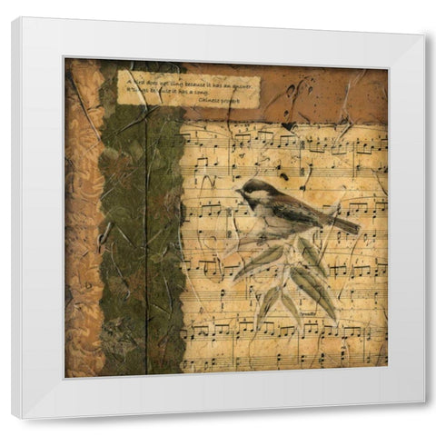 Bird Melody I White Modern Wood Framed Art Print by Slocum, Nancy