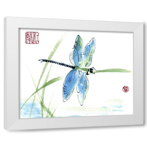 Dragonfly White Modern Wood Framed Art Print by Parker, Nan Rae