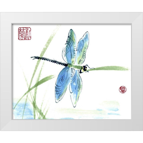 Dragonfly White Modern Wood Framed Art Print by Parker, Nan Rae