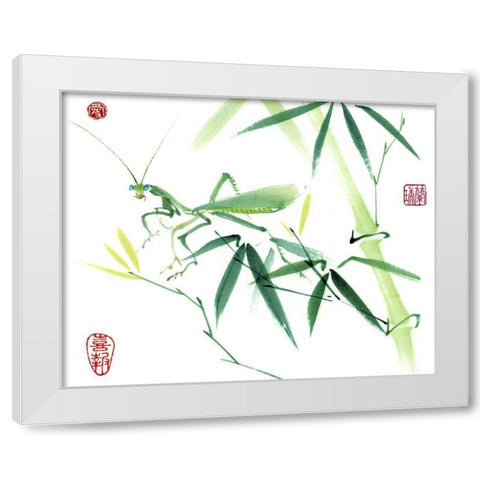 Mantis White Modern Wood Framed Art Print by Parker, Nan Rae