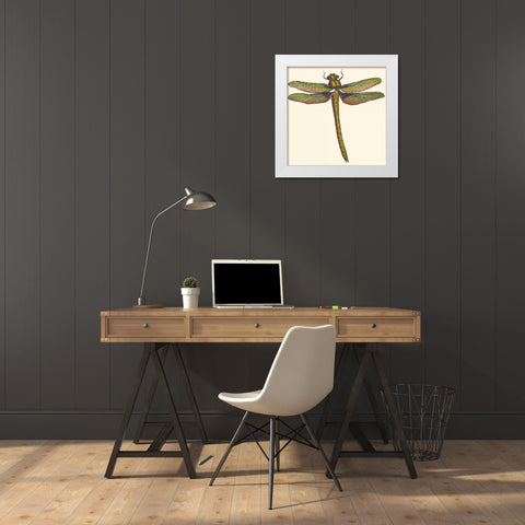 Miniature Dragonfly I White Modern Wood Framed Art Print by Vision Studio