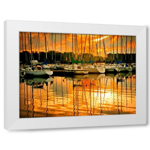 Marina Sunrise I White Modern Wood Framed Art Print by Head, Danny