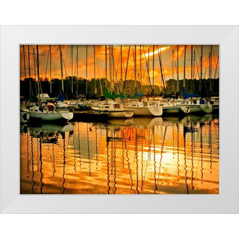 Marina Sunrise I White Modern Wood Framed Art Print by Head, Danny