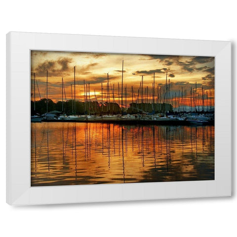Marina Sunrise III White Modern Wood Framed Art Print by Head, Danny