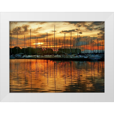 Marina Sunrise III White Modern Wood Framed Art Print by Head, Danny