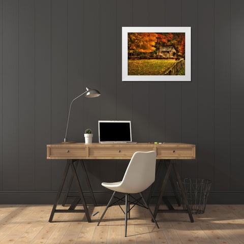 Autumn at the Mill White Modern Wood Framed Art Print by Head, Danny