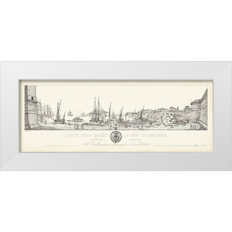Antique Seaport II White Modern Wood Framed Art Print by Aquaroni, Antonio