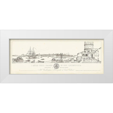 Antique Seaport III White Modern Wood Framed Art Print by Aquaroni, Antonio