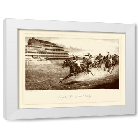Winning the Derby White Modern Wood Framed Art Print by Bird, Harington