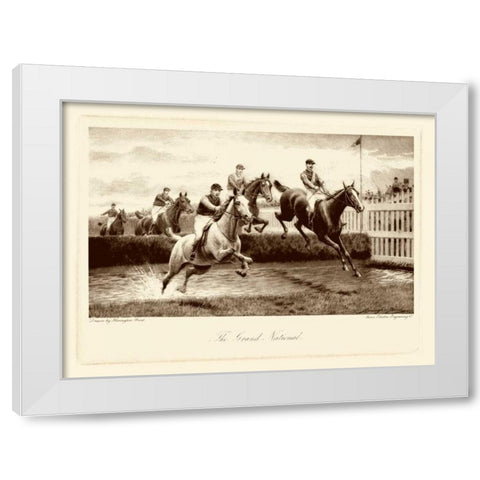 The Grand National White Modern Wood Framed Art Print by Bird, Harington