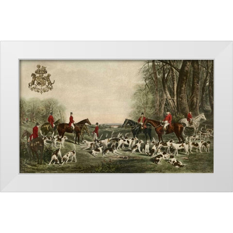 The Meet at Blagdon White Modern Wood Framed Art Print by Snow, John