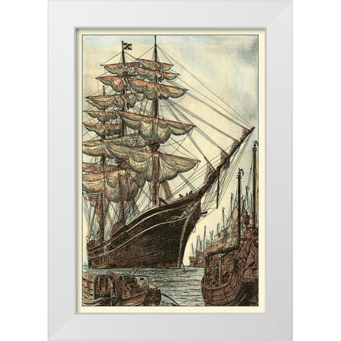 Printed Majestic Ship II White Modern Wood Framed Art Print by Vision Studio