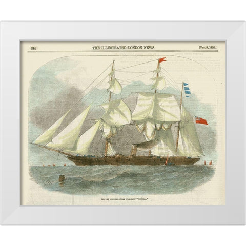 Antique Clipper Ship III White Modern Wood Framed Art Print by Vision Studio