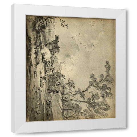 Pastoral Etching II White Modern Wood Framed Art Print by Unknown
