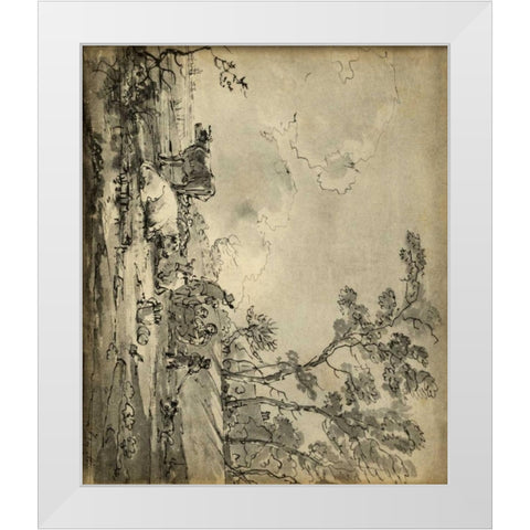 Pastoral Etching II White Modern Wood Framed Art Print by Unknown