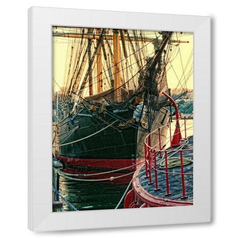 Tall Ships in Darling Harbour White Modern Wood Framed Art Print by Head, Danny