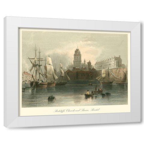 Radcliffe Church And Basin  Bristol White Modern Wood Framed Art Print by Bartlett, William H.